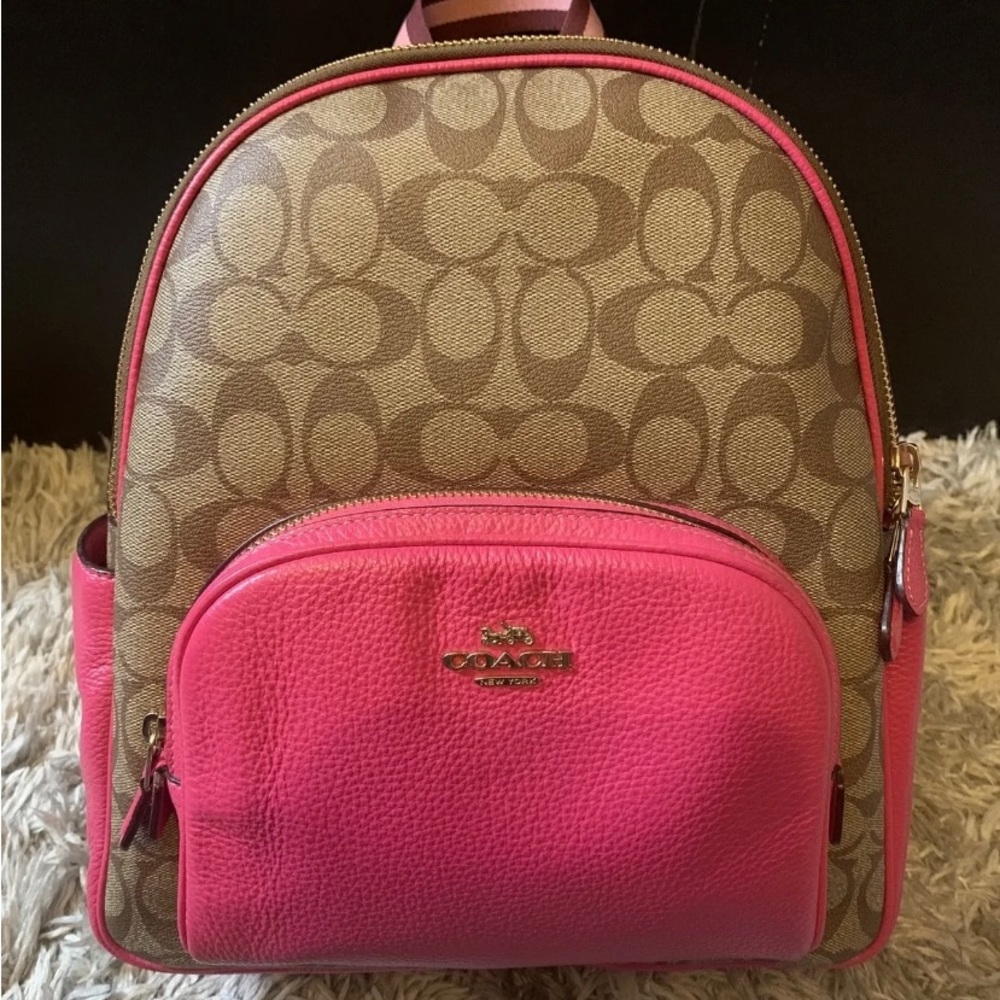 COACH backpack purse khaki-pink 🩷🩷 - Picture 5 of 8